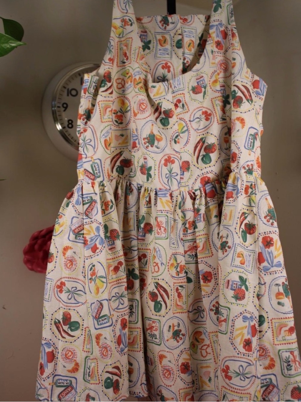 Anthropologie Food Print Mini Dress Drop-waist with pockets - Picture 3 of 7